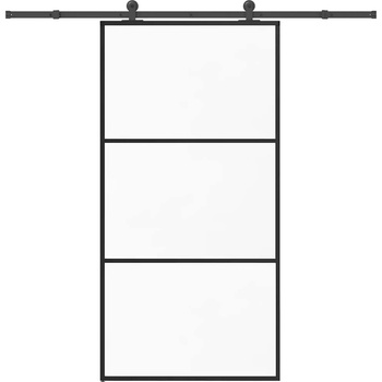 vidaXL Плъзгаща се врата с механизъм 102x205 см ESG стъкло и алуминий (3332808)