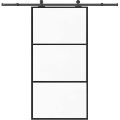 vidaXL Плъзгаща се врата с механизъм 102x205 см ESG стъкло и алуминий (3332808)