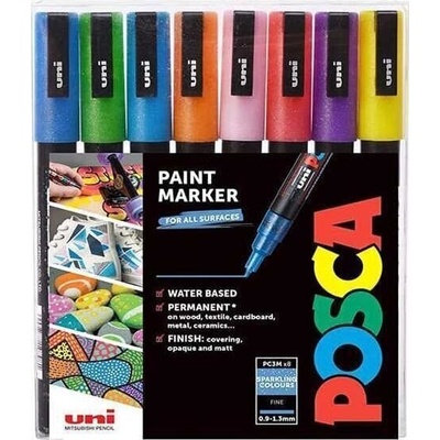 uni 60.1934 Комплект акрилни маркери 0, 9 - 1, 3 mm Glittery ( Variant ) 8 бр (60.1934)