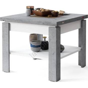 Mazzoni Разтегателна маса lia с рафт, сив бетон/бял, за кафе и хранене (mz0026)