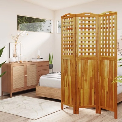vidaXL Параван за стая, 3 панела, 121, 5x2x180 cм, акациево дърво масив (318547)