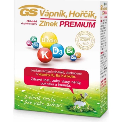 GS Vápnik Horčík Zinok Premium 30 tabliet