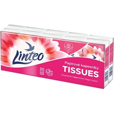 Linteo Satin papierové vreckovky 3-vrstvové 10 x 10 ks