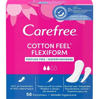 Carefree Cotton Flexiform Hygienické vložky bez zápachu 56 ks