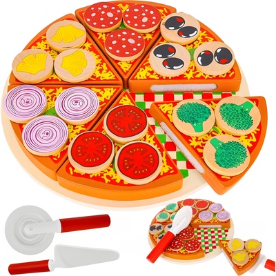 Kruzzel 22471 Dětská dřevěná pizza sada 27 ks – Zbozi.Blesk.cz