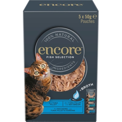 Encore Cat Pouch ve vývaru 10 x 50 g výběr s rybou (3 druhy)