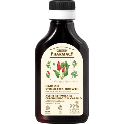 Olej na podporu rastu vlasov s lopúchovým olejom a červenou papričkou Green Pharmacy Stimulates Hair Growth Oil - 100 ml