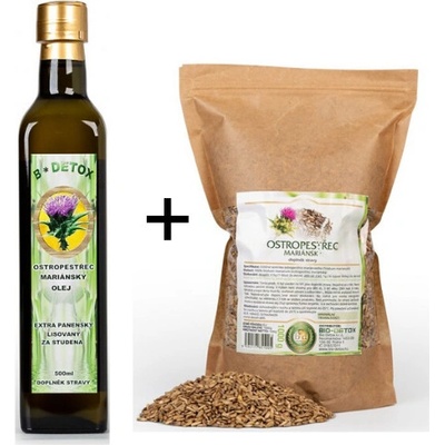 Bio Detox Zvýhodněný balíček Olej 500ml + Ostropestřec mariánský DRCENÝ 500 g