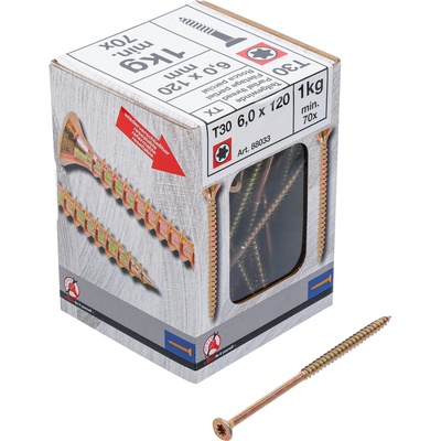 Kraftmann 88033 Viacúčelové skrutky T-profil T30 6,0 x 120 mm 1 kg / 70 ks