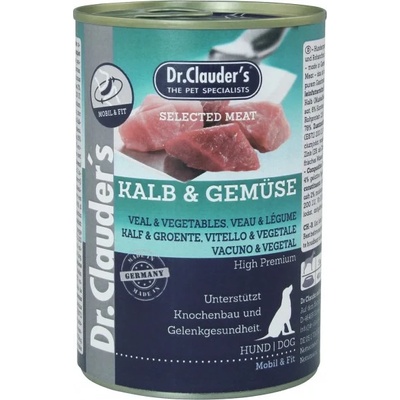 Dr.Clauder's Selected Meat Pro Joint Active Kalb Gemuse - Премиум консервирана храна с телешко и зеленчуци за кучета със ставни проблеми, 3 броя х 400 гр