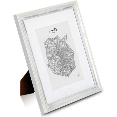 Casa Chic Lancaster, рамка за картини, правоъгълна, снимки 24, 8 x 19, 3 cm, паспарту, дърво (ANTIC-10x8-SLVWHT) (ANTIC-10x8-SLVWHT)