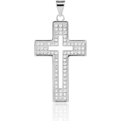JVD Strieborný prívesok so zirkónmi krížik SVLP1445XJ6BI00