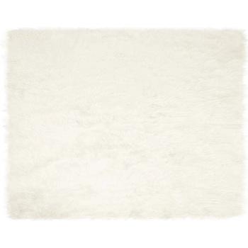 vidaXL Изкуствен килим от кожи Бяло 200 x 280 см Полиестер (42021463)