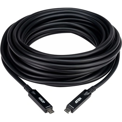 ATEN Активен оптичен кабел ATEN Ultra HD USB 3.2 Gen 2 USB-C - USB-C, 60 W, PD, 4K 60 Hz, 10 м, черен UE3410F-AT (UE3410F-AT)