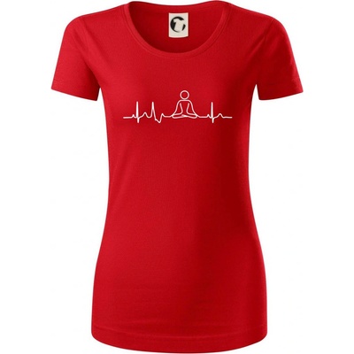Ekg yoga Dámské triko z organické bavlny Červená