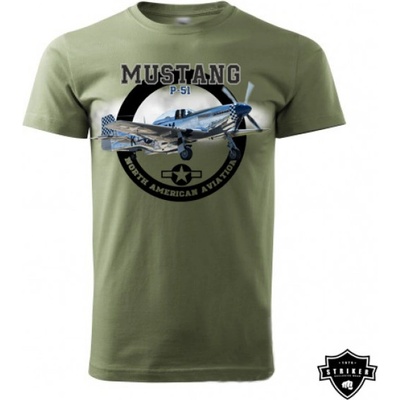 Tričko Striker Mustang P-51 olivové