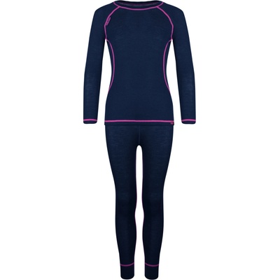 Dětské funkční merino prádlo trollkids baselayer set navy magenta