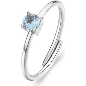S'Agapõ Ocelový prsten se světle modrým kubickým zirkonem Dazzly SDZ35