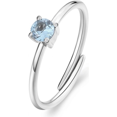 S'Agapõ Ocelový prsten se světle modrým kubickým zirkonem Dazzly SDZ35