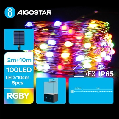 Aigostar LED Solárna vianočná reťaz 100xLED 8 funkcií 12m IP65 multicolor AI0422