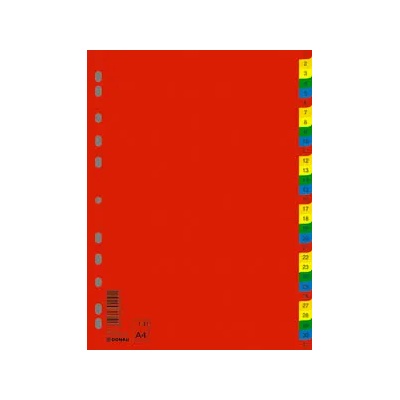 DONAU Регистър, пластмасов, a4, 1-31, donau, цветен 7736095pl-99 (7736095pl-99)