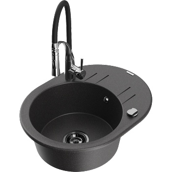 Mexen Kevin гранитна мивка с 1 камера с отцеждач и кухненски смесител Aster, (6517-76-73450-07-B)