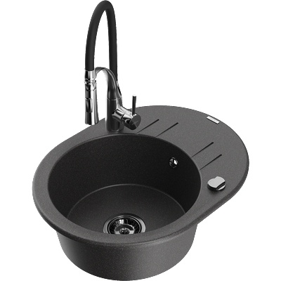 Mexen Kevin гранитна мивка с 1 камера с отцеждач и кухненски смесител Aster, (6517-76-73450-07-B)