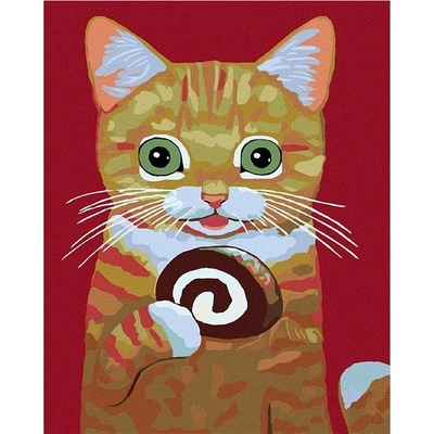 Zuty Malování podle čísel Kočka s roládou 80 x 100 cm vypnuté plátno na rám