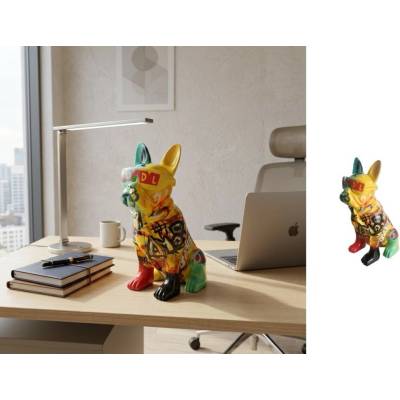 Buldoček v štýle pop art – moderná dekoratívna soška do interiéru – 37 cm