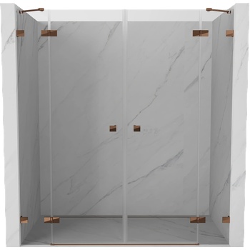 Mexen Lunar Двойка душ кабина с въртящи се врати 180 см, прозрачни, розово злато - 834D-180-000-60-00 (834D-180-000-60-00)
