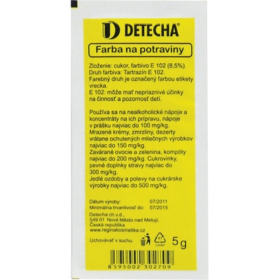 Detecha farba na potraviny žltá žltá 5 g