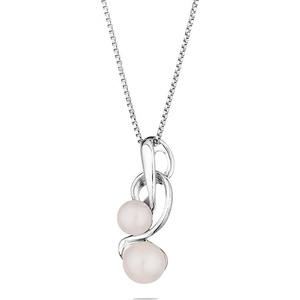 Swan Сребърно колие със сладководни бели перли IP1075 Swan