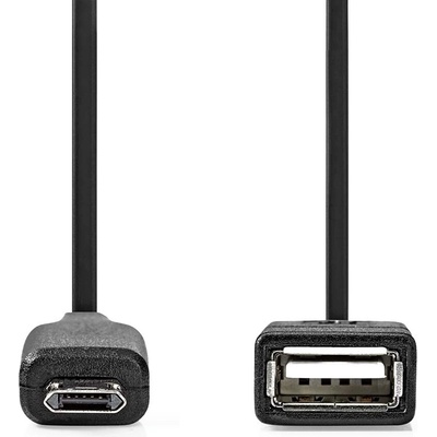 NEDIS USB Adaptér | USB 2.0 | USB Micro-B Zástrčka | USB-A Zásuvka | 480 Mbps | 0.20 m | Kulatý | Poniklované | PVC | Černá | Box