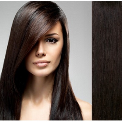 Clip in vlasy 43cm lidské TMAVĚ HNĚDÉ – Hledejceny.cz