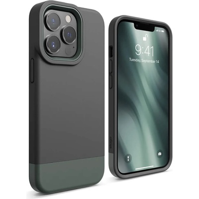 elago Glide Case - удароустойчив силиконов (TPU) калъф за iPhone 13 Pro (тъмносив-зелен)