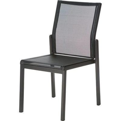 Barlow Tyrie Hliníková stohovatelná jídelní židle Aura, 50 x 66 x 91 cm, rám hliník graphite, výplet textilen charcoal