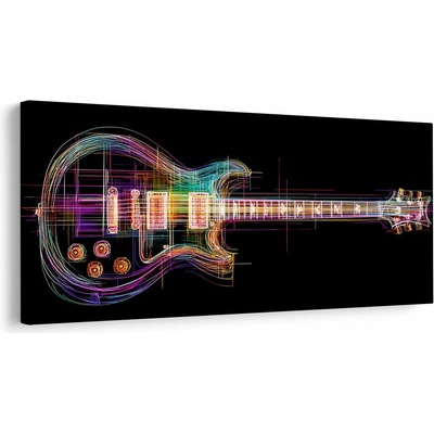 Obraz neónová gitara na čiernom