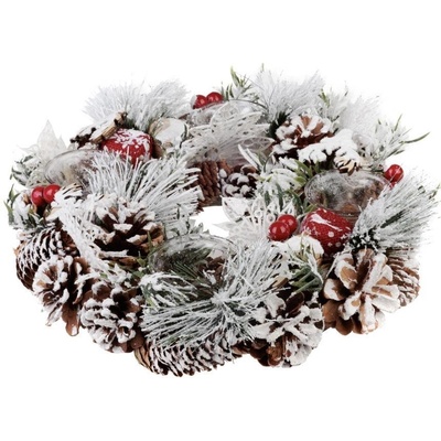MagicHome Vianoce Věnec MagicHome Vánoce se zasněženou chvojím adventní 31 x 8,5 cm