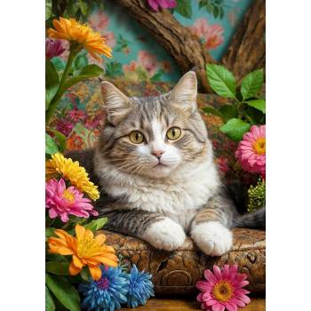 Enjoy - Puzzle Cat in Bloom - 1 000 piese
