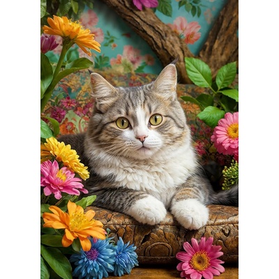 Enjoy - Puzzle Cat in Bloom - 1 000 piese