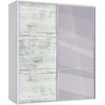 Bogdan Furniture G Гардероб с плъзгащи врати и огледало Мебели Богдан, модел BM-Ava 41, бял гланц и кристал
