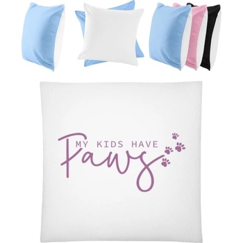 Darčeky PrintEQ Štvorcový Farebný Vankúš Dizajn Moje deti majú labky Biela Nebeská modrá 40x40