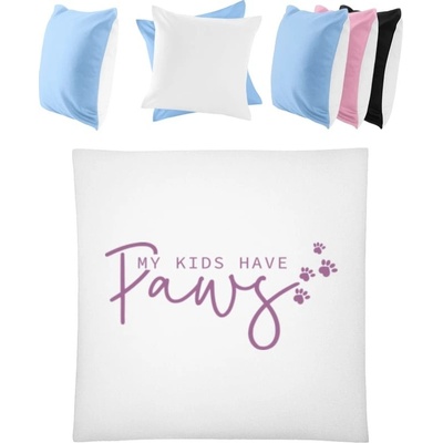 Darčeky PrintEQ Štvorcový Farebný Vankúš Dizajn Moje deti majú labky Biela Nebeská modrá 40x40