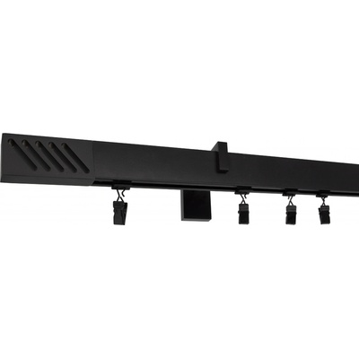 Kovovégarnýže Garnýže Square line modern santi černá matná Dvouřadá, 0-100cm, jezdec+šnekový háček