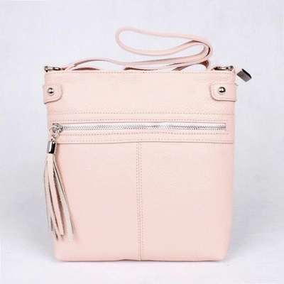 Vera Pelle malá světlekožená crossbody kabelka no. 60 růžová