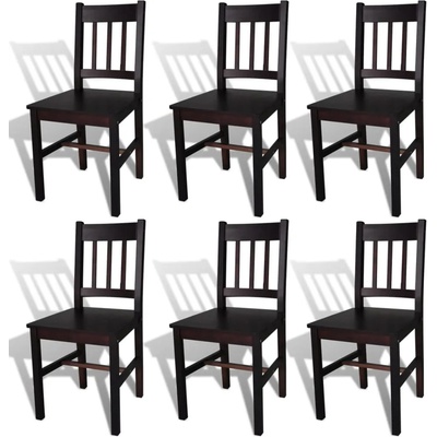 vidaXL Трапезни столове, 6 бр, тъмнокафяви, борова дървесина (271499)