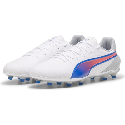 PUMA Футболни бутонки Puma King Match Firm Ground Football Boots - White/Blue/Grey