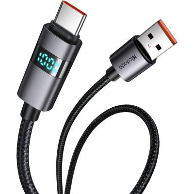 Mcdodo Кабел за данни - Mcdodo (CA-6520) - USB-A → USB-C, LED дисплей, 6A, 1.2m - Черен