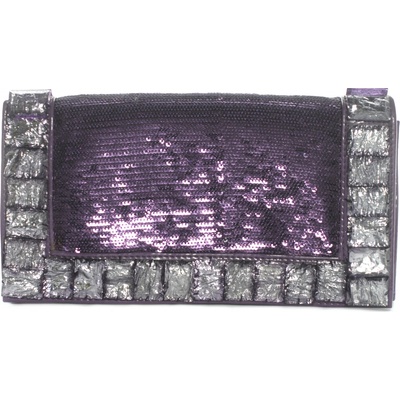 Spoločenská kabelka s ozdobnými kameňmi fialová
