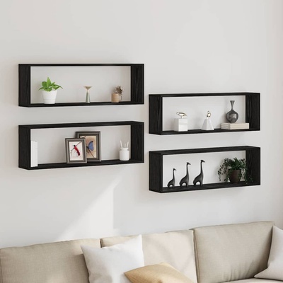 vidaXL Стени за рафтове с рафт 4 pcs Черния дъб 80 x 15 x 26 см (862644)